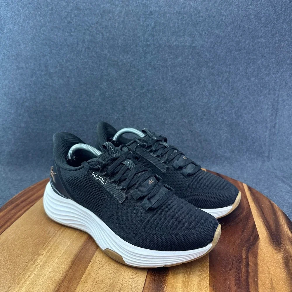 Kuru Atom 2 Womens Size 7 Black White Athletic Running Walking Shoes Sneakers